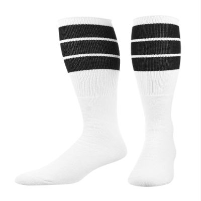 TCK Retro 3 Stripe Tube Socks (Black, Small)