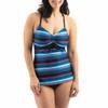 Dolfin Aquashape Blue Multi Stripe Tie-Front Tankini Top view 2