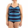 Dolfin Aquashape Blue Multi Stripe Tie-Front Tankini Top view 3