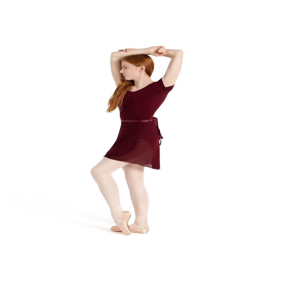 Capezio Georgette Wrap Skirt - Size Medium/Large, Burgundy