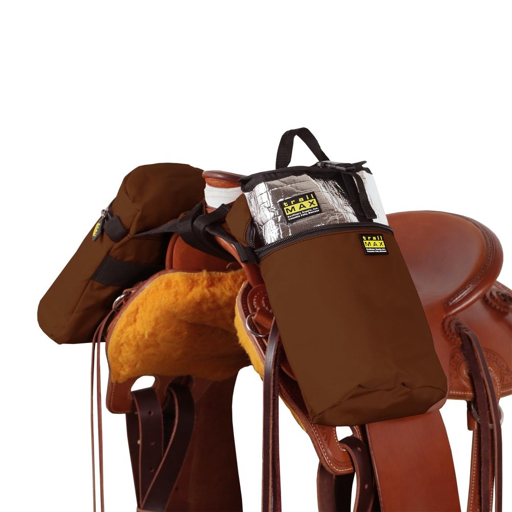 TrailMax Large Horn Saddle Bags; Horn Saddle Bags for Horses; Trail Riding Saddle Bags for Western & Endurance Saddles; Double-Stitched, 600-Denier Poly Saddle Bags; Brown