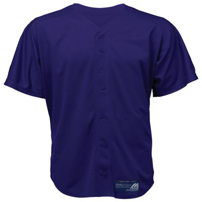 Mizuno Boy's Full Button Mesh Short Sleeve Baseball Jersey, Purple, X-Large