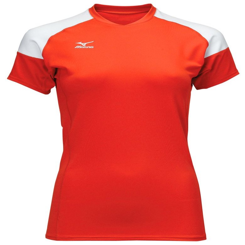 Mizuno Women's Techno Volley II Short Sleeve Volleyball Jersey, Red-White, XX-Large