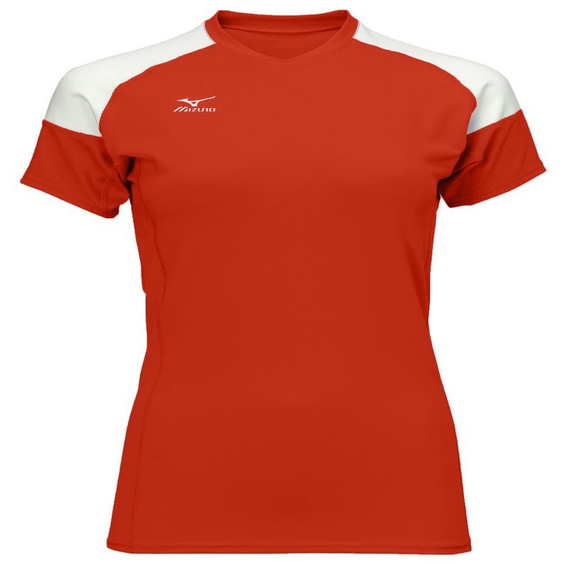 Mizuno Women's Techno Volley II Short Sleeve Volleyball Jersey, Cardinal-White, XX-Large