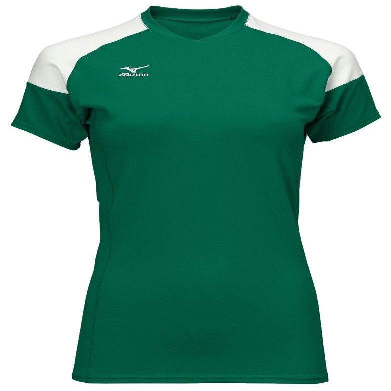 Mizuno Women's Techno Volley II Short Sleeve Volleyball Jersey, Forest-White, XX-Large