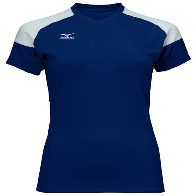 Mizuno Women's Techno Volley II Short Sleeve Volleyball Jersey, Navy-White, X-Large