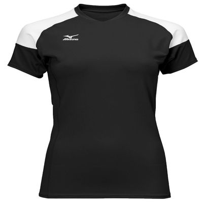 Mizuno Women's Techno Volley II Short Sleeve Volleyball Jersey, Black-White, X-Large
