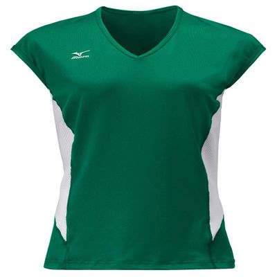 Mizuno Women's Classic Cap Sleeve Volleyball Jersey, Forest-White, XX-Small