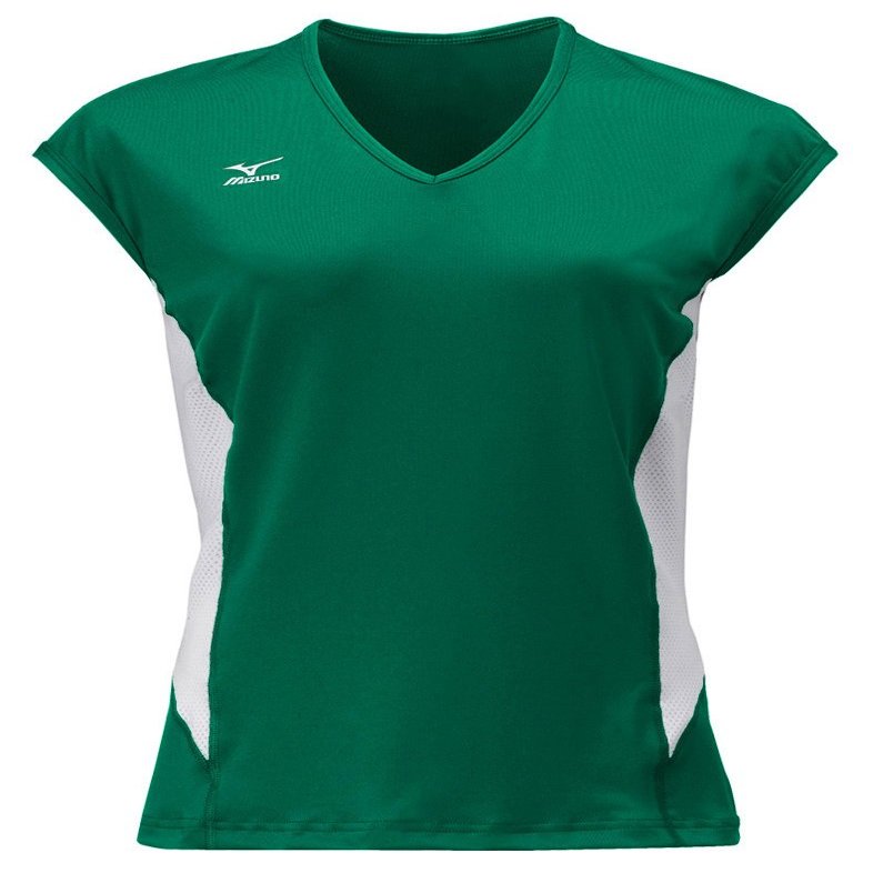 Mizuno Women's Classic Cap Sleeve Volleyball Jersey, Forest-White, XX-Small