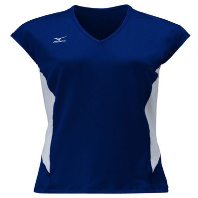 Mizuno Women's Classic Cap Sleeve Volleyball Jersey, Navy-White, Medium