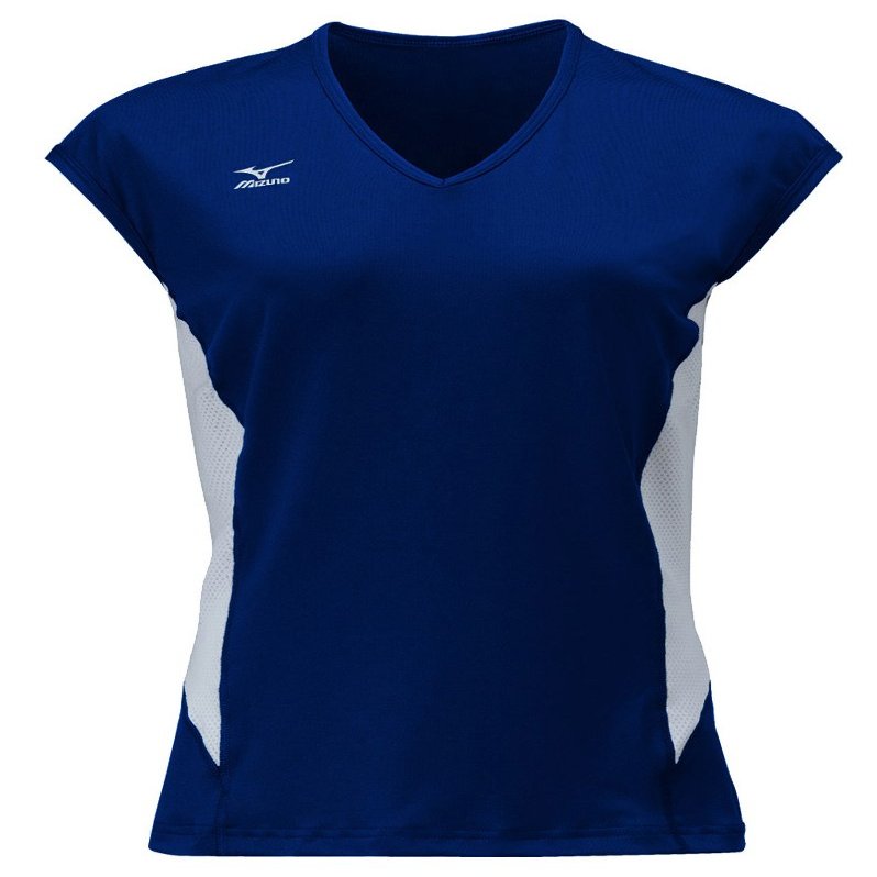 Mizuno Women's Classic Cap Sleeve Volleyball Jersey, Navy-White, Medium