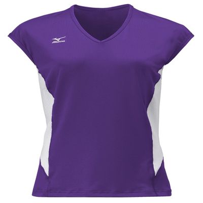 Mizuno Women's Classic Cap Sleeve Volleyball Jersey, Purple-White, Large