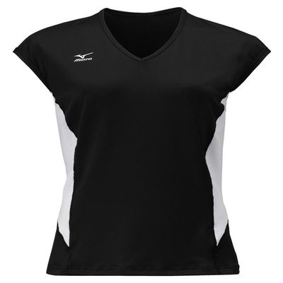 Mizuno Women's Classic Cap Sleeve Volleyball Jersey, Black-White, X-Large