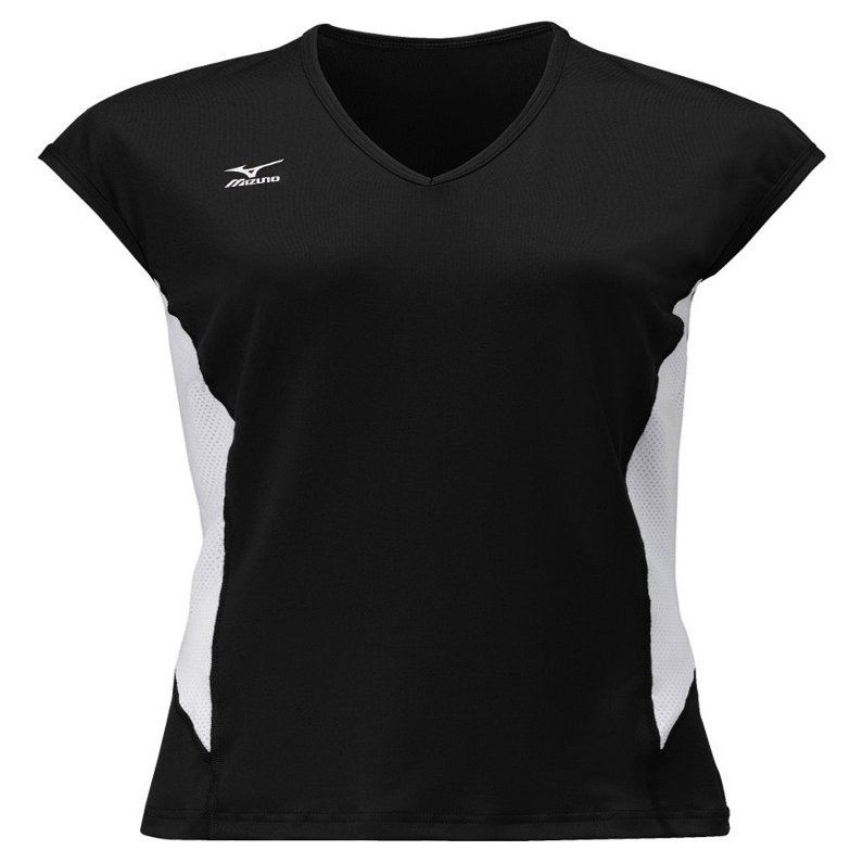 Mizuno Women's Classic Cap Sleeve Volleyball Jersey, Black-White, X-Large