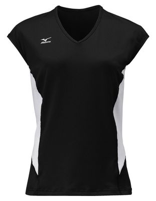 Mizuno Women's Classic Cap Sleeve Volleyball Jersey, Black-White, XX-Large