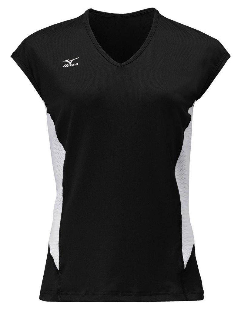 Mizuno Women's Classic Cap Sleeve Volleyball Jersey, Black-White, XX-Large