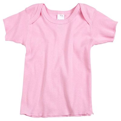 Rabbit Skins Baby 5 Oz. Baby Rib Lap Shoulder T-Shirt (R3400)- Pink,18 Months