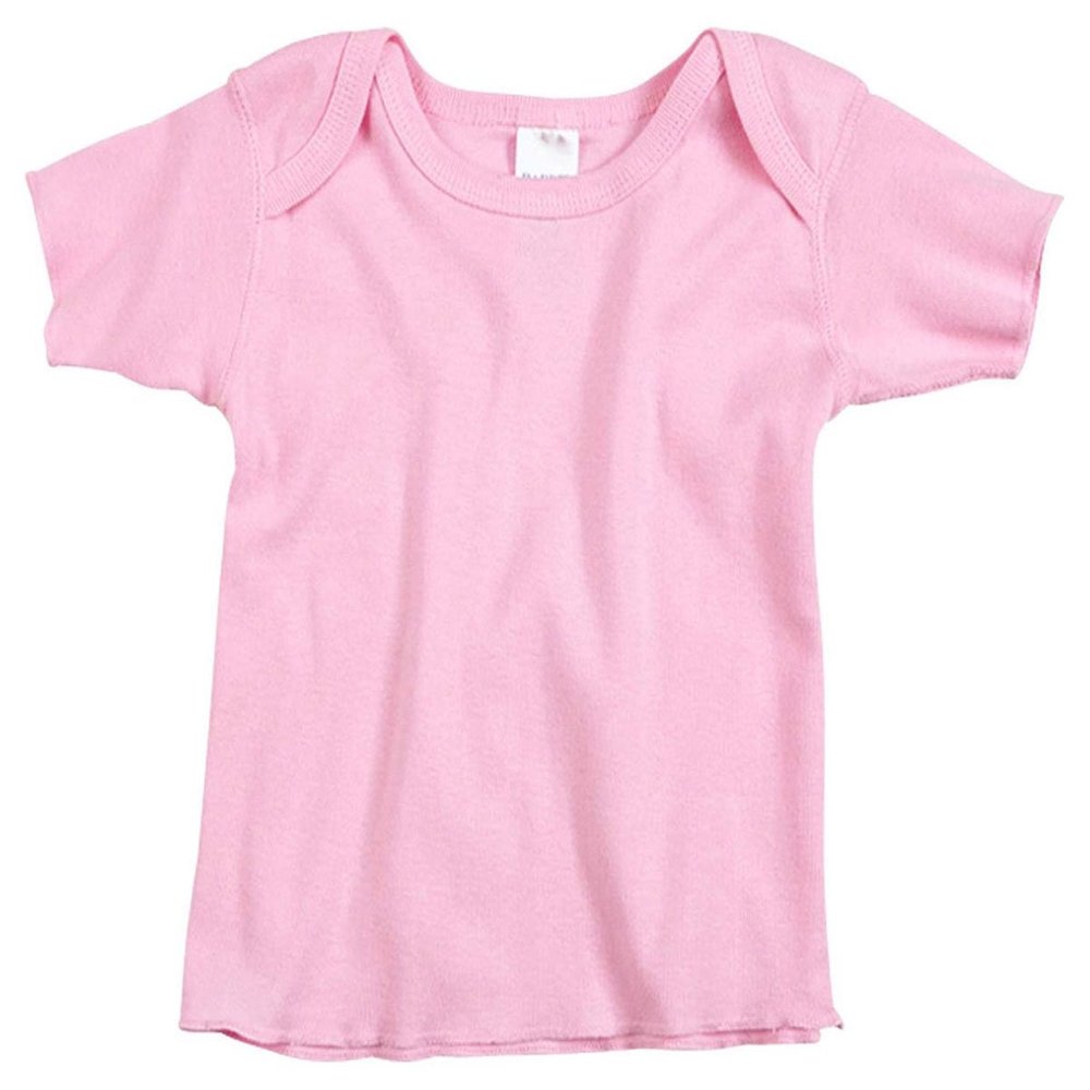 Rabbit Skins Baby 5 Oz. Baby Rib Lap Shoulder T-Shirt (R3400)- Pink,18 Months