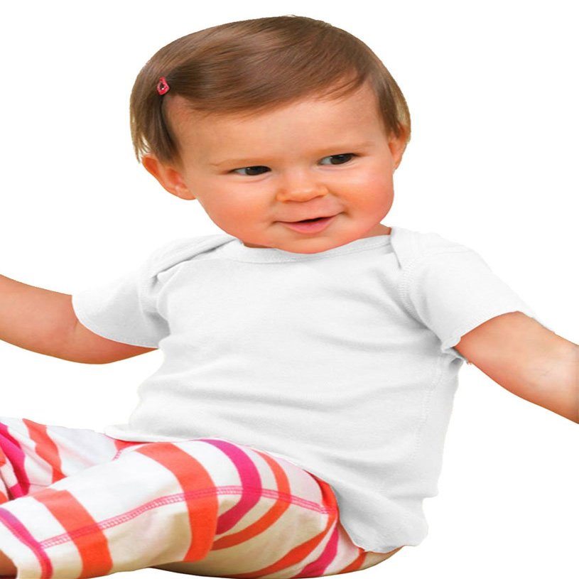 Rabbit Skins Infant Lap Shoulder T-Shirt, White, 18 Months