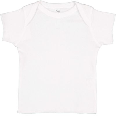 RABBIT SKINS, Baby Soft Lap Shoulder Short Sleeve T-Shirt, White, 12 Months