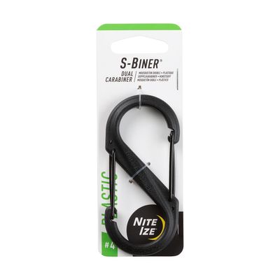Carabiner Clip, 3-1/2 in., Plastic, Black