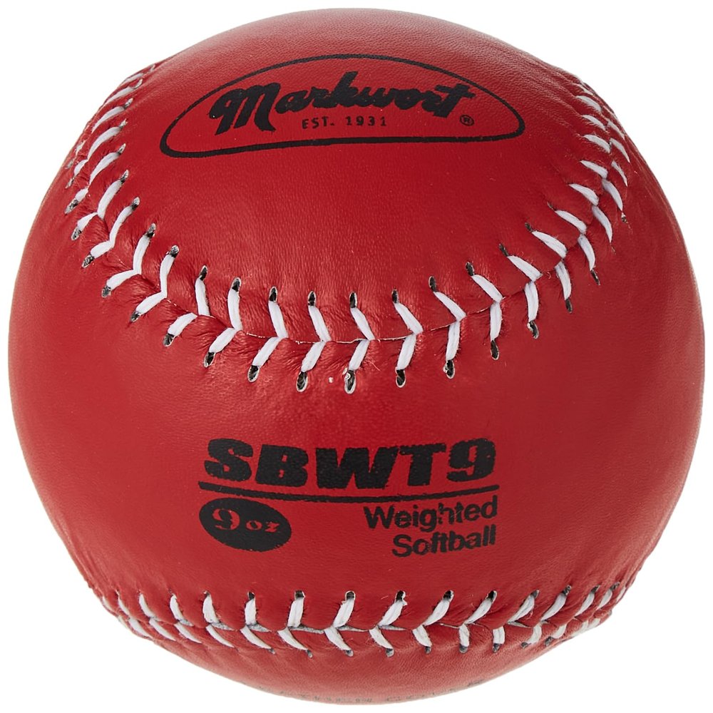Markwort Weighted 12-Inch Softball-Leather Cover, Red