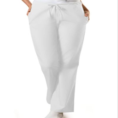 Cherokee Women's Fashionable Flare Leg Drawstring Pant, White, Small Tall