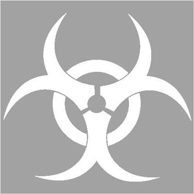 Lucidchaos Graphics Biohazard Decal Sticker - Size:5.0 x 5.5 inches - Color:White