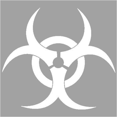 Lucidchaos Graphics Biohazard Decal Sticker - Size:5.0 x 5.5 inches - Color:White