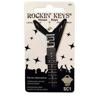 Rockin' Keys Black V Guitar Shaped House Key SC1