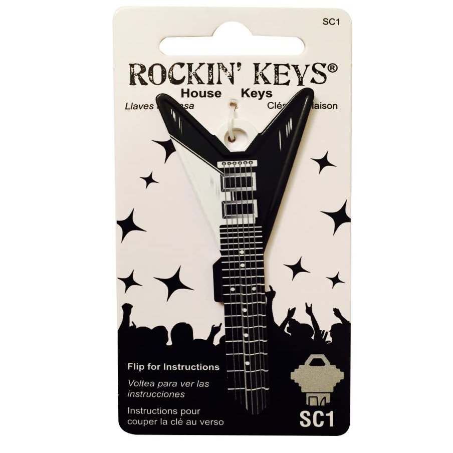 Rockin' Keys Black V Guitar Shaped House Key SC1