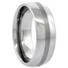 Sabrina Silver Tungsten Carbide 8 mm Domed Wedding Band Ring Narrow Center Stripe Etching size 11.5 view 3
