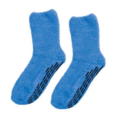 Non Skid/Slip Socks - Hospital Socks - Slipper Socks for Women and Men - Blue (One Size)
