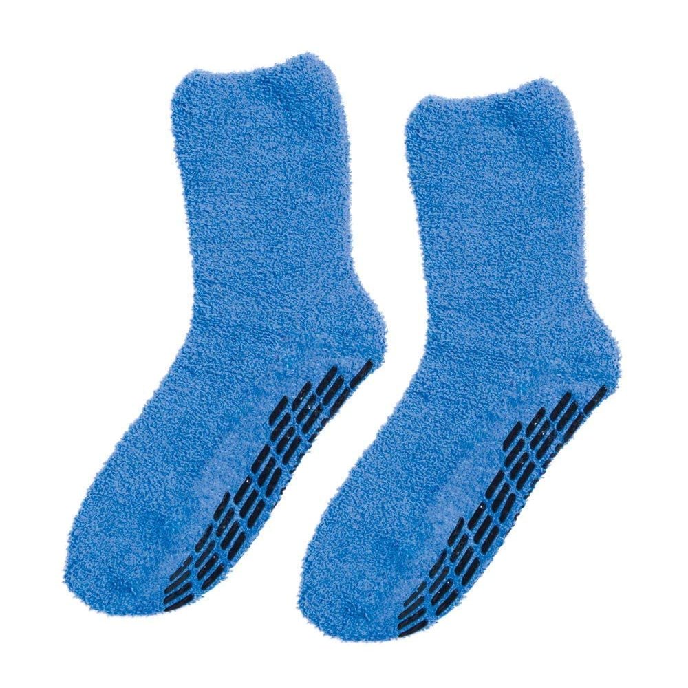 Non Skid/Slip Socks - Hospital Socks - Slipper Socks for Women and Men - Blue (One Size)