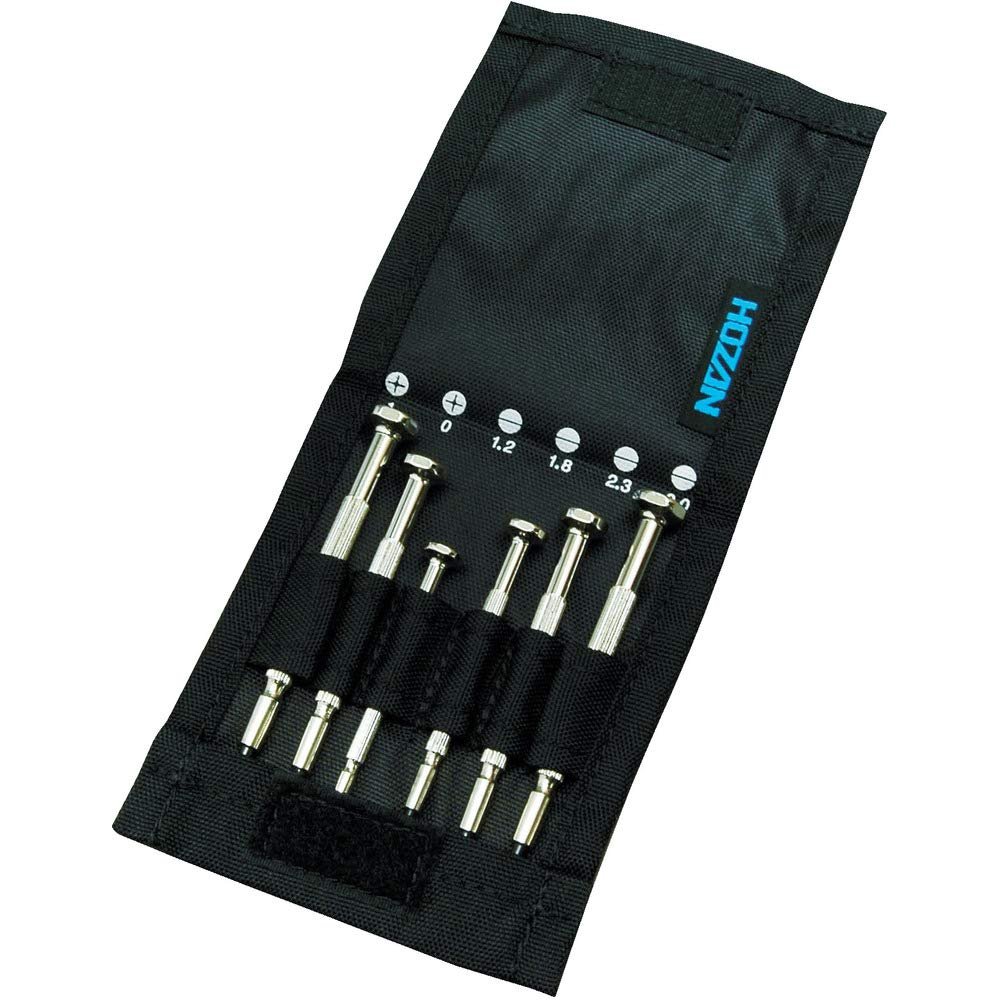Hozan D-20 Six Piece Precision Screwdriver Set with Pouch: Silver