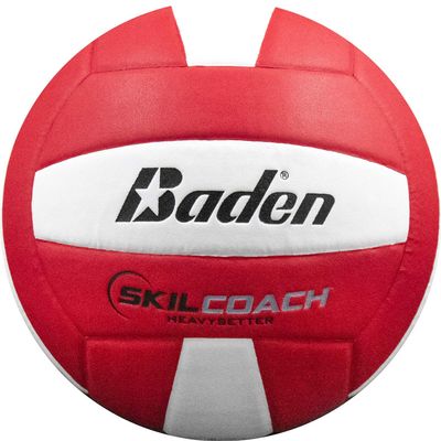Baden | Skilcoach Heavysetter | Composite | Indoor Weighted Training Volleyball | 14U-18U | Official Size 5 + 15-17 Ounce | Red/White