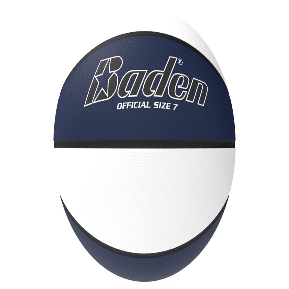 Baden Official Rubber Basketball - Durable, High-Performance Ball for Indoor and Outdoor Play | 28.5-Inch, Navy/White