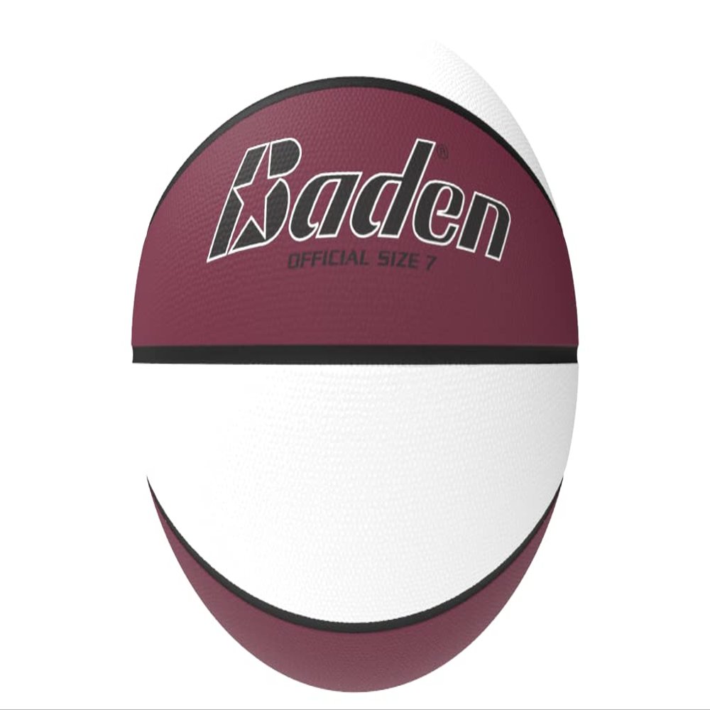 Baden Official Rubber Basketball - Durable, High-Performance Ball for Indoor and Outdoor Play | 29.5-Inch, Maroon/White