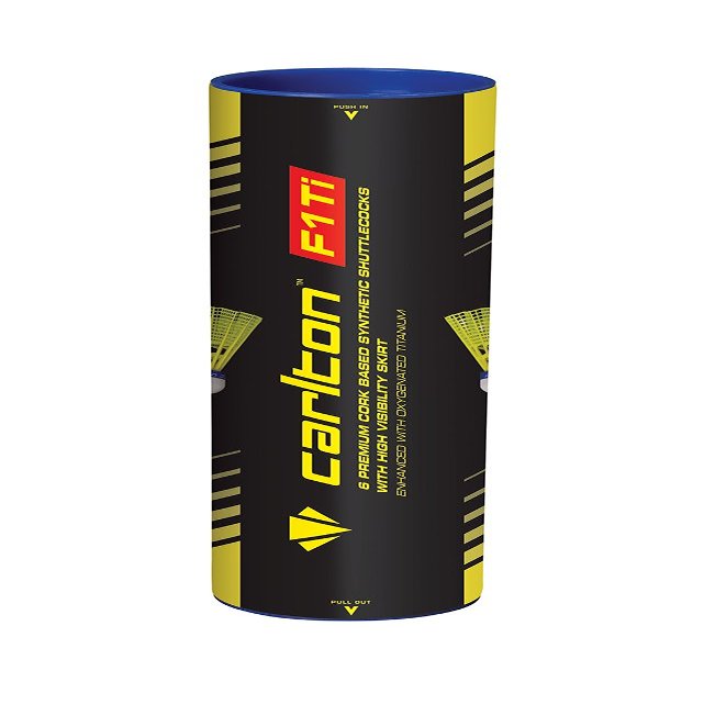 Carlton F1 -Ti Slow Speed Shuttlecocks, (Tube of 6), Yellow