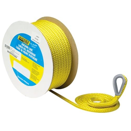 Seachoice Boat Anchor Rope, Double-Braid, Nylon, Achor Line, 3/8 in. X 100 Ft., Yellow