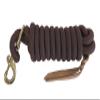 AJ Tack 9 Foot Nylon Lead Rope with Leather Popper Brown view 1
