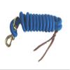 AJ Tack 9 Foot Nylon Lead Rope with Leather Popper Brown view 2