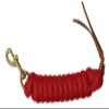 AJ Tack 9 Foot Nylon Lead Rope with Leather Popper Brown view 3