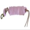 AJ Tack 9 Foot Nylon Lead Rope with Leather Popper Brown view 4