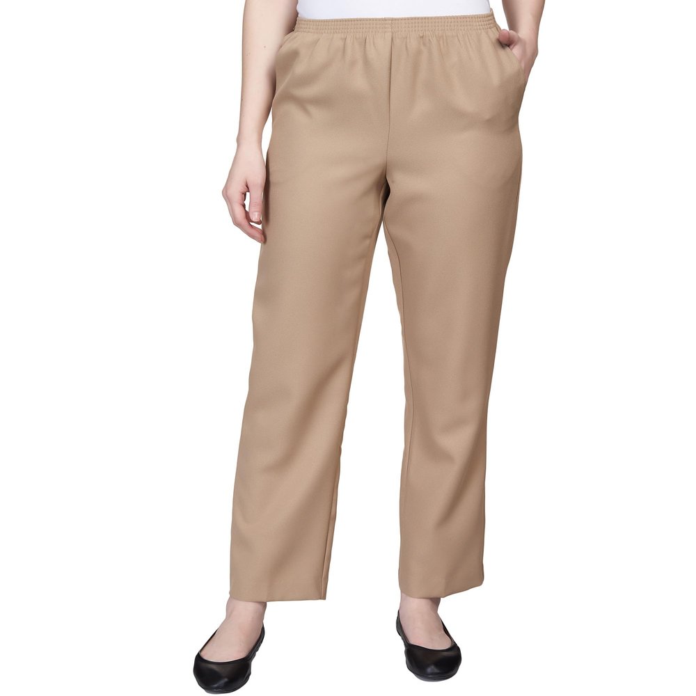 Alfred Dunner Women's Poly Proportioned Short Pant, Tan, 8 Petite