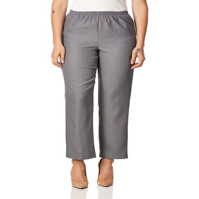 Alfred Dunner All Around Elastic Waist Polyester Petite Pants - Pull-On Style, Grey, 16 Petite