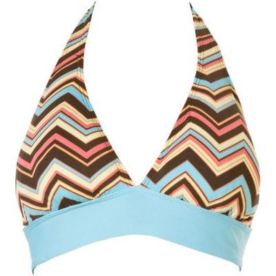 Carve Designs Women's Maui Halter Bathing Suit Tankini Top, Zig Zag, X-Small