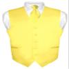 Vesuvio Napoli Men's Dress Vest & NeckTie Solid GOLDEN YELLOW ColorNeck Tie Set sz S view 1