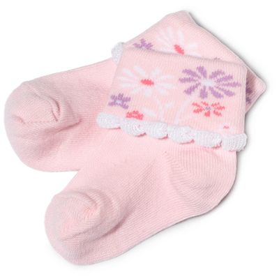 Country Kids Infant Daisy with Picot Edge Bootie Pink, 1-3 Months