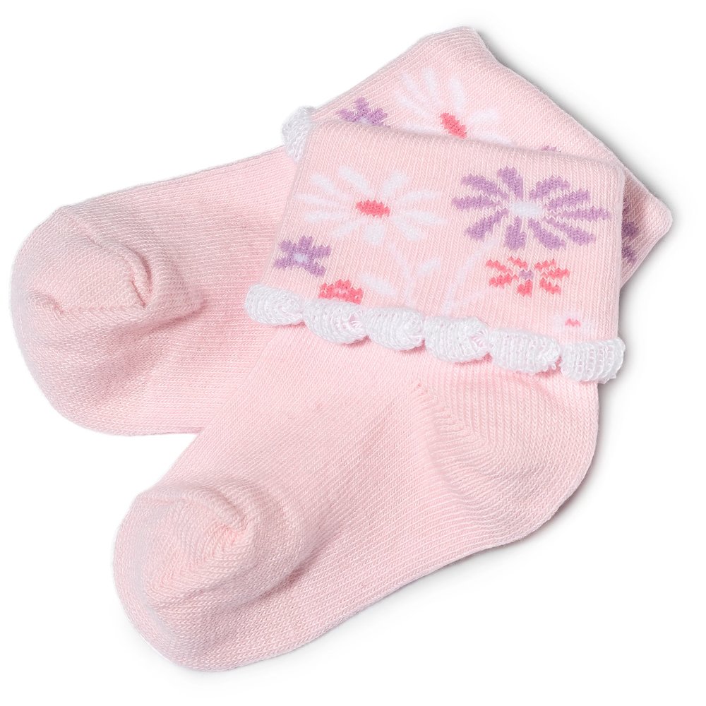Country Kids Infant Daisy with Picot Edge Bootie Pink, 1-3 Months